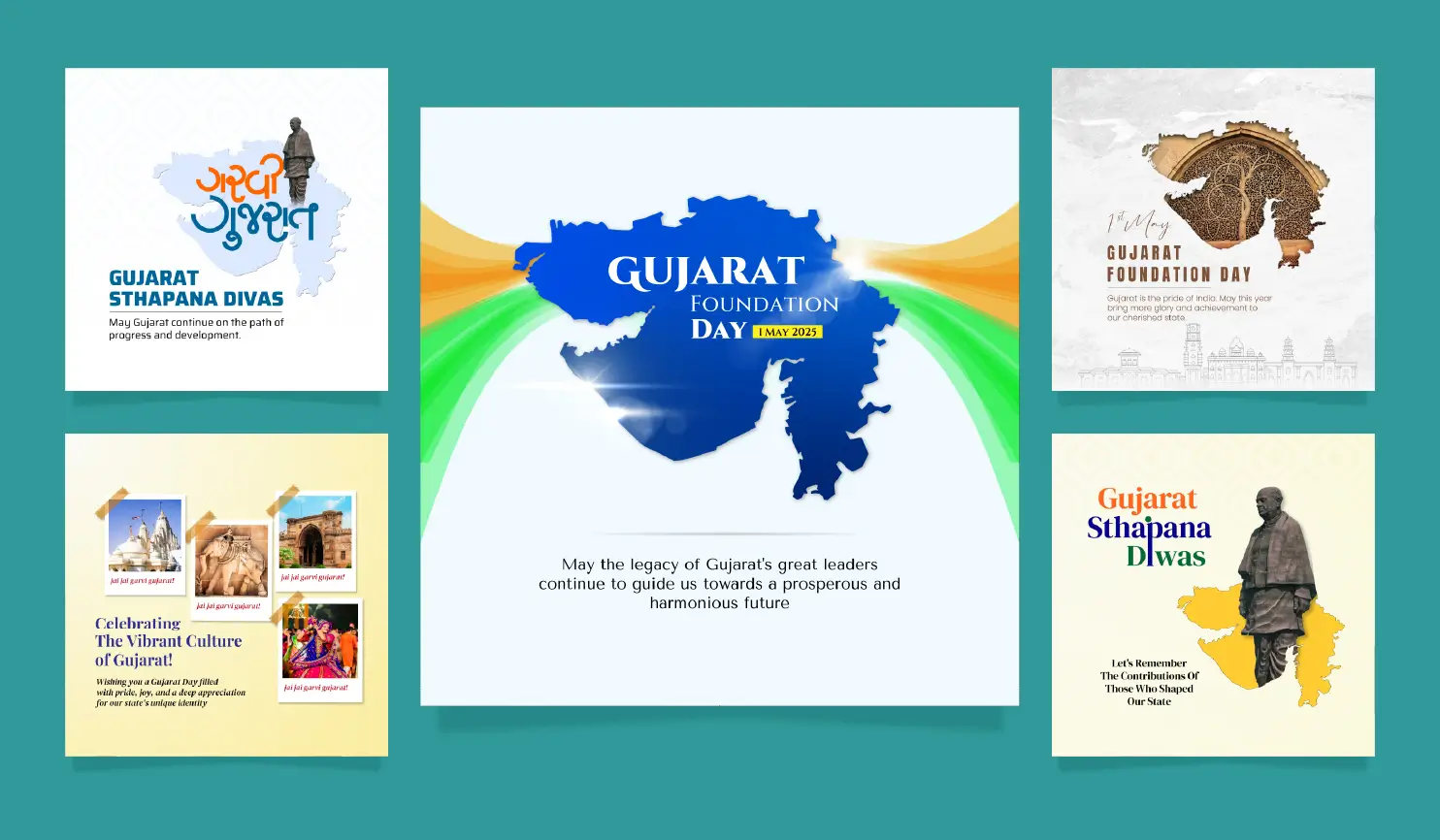 Gujarat Day 2025: Poster By Postive Festival Post Maker App